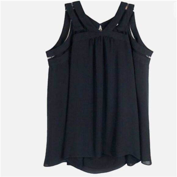 Ramy Brook Lex Cold Shoulder Sleeve Silk Blouse, Black Size Medium - Picture 2 of 12